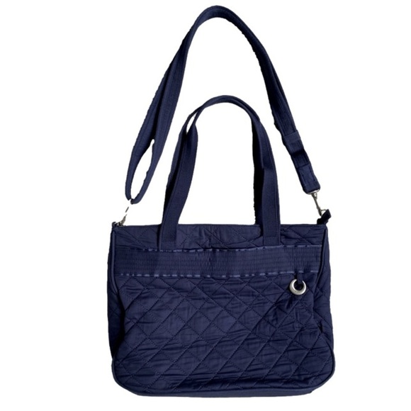 TRAVELON Anti-Theft RFID-Blocking Quilted Shoulder Tote Bag, Navy Blue - Picture 1 of 16
